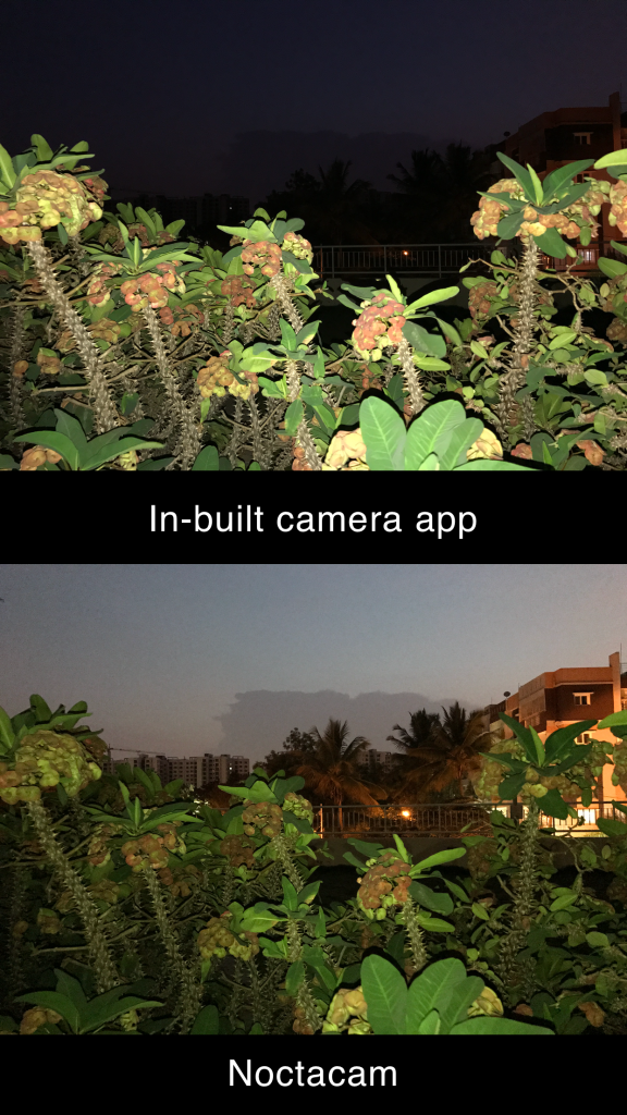 NoctaCam app for night photography vs iPhone camera app